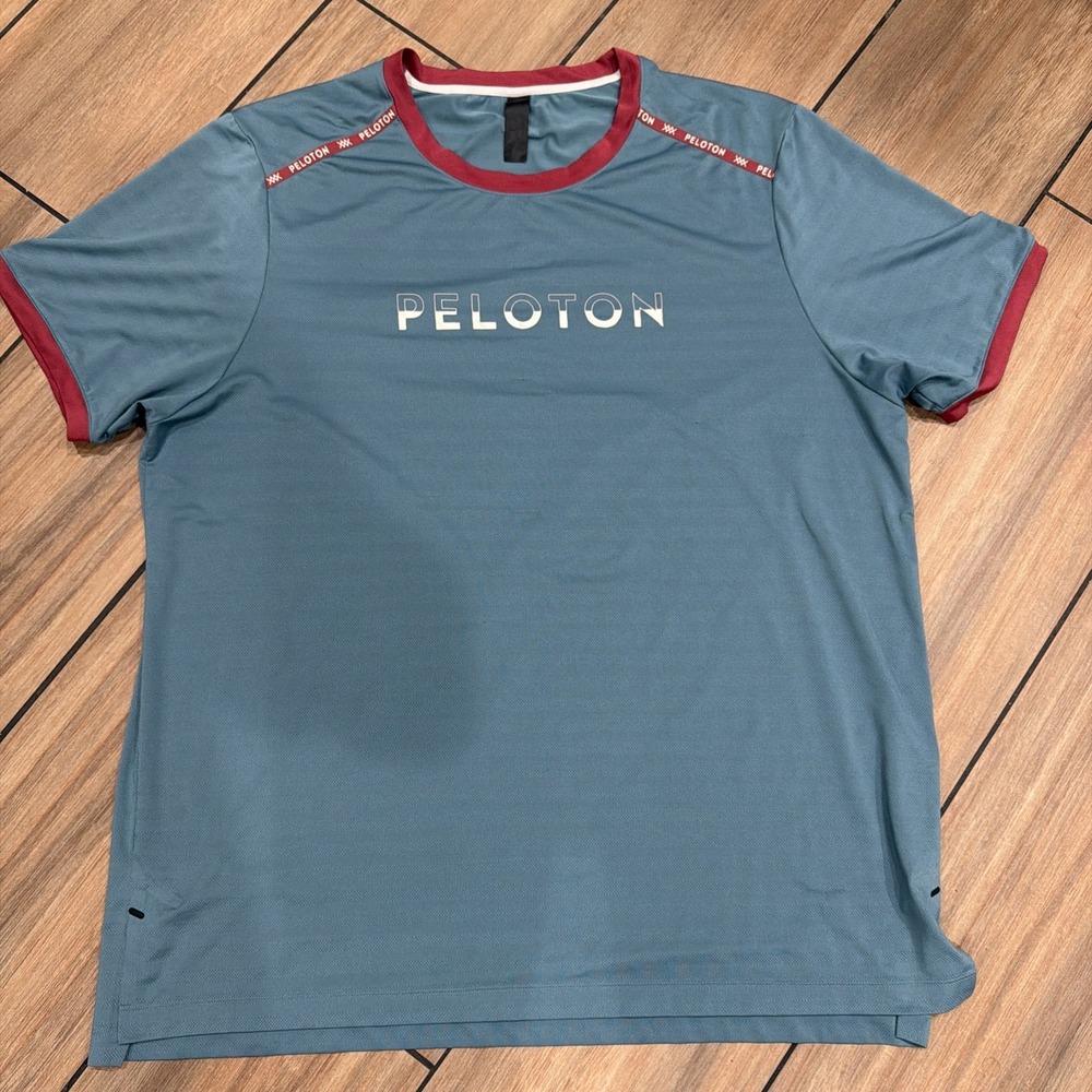 Rhone X Peloton Shirt Mens 2XL Blue Stretch Active Performance Athletic Gym